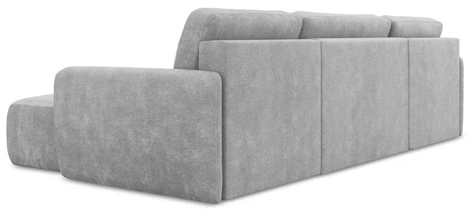 Világosszürke zsenília kinyitható-tárolóhelyes sarokkanapé (U alakú) Lilo – Makamii