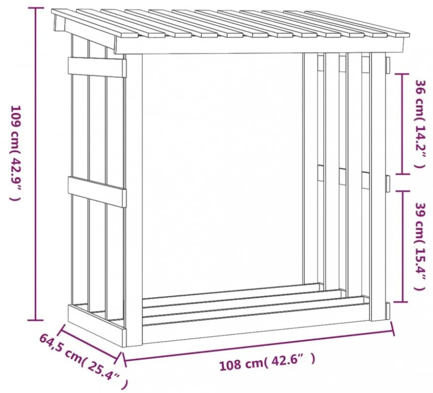 vidaXL fehér tömör fenyőfa tűzifatartó állvány 108x64,5x109 cm