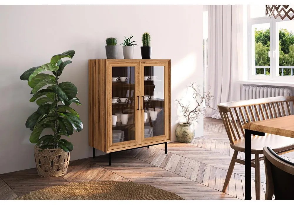 Natúr színű tölgyfa tálalószekrény 97x125 cm Abies – The Beds