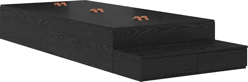 vidaXL Ágykeret tárolóval fiókkal tárolóval Fekete tölgy 80 cm Faanyag