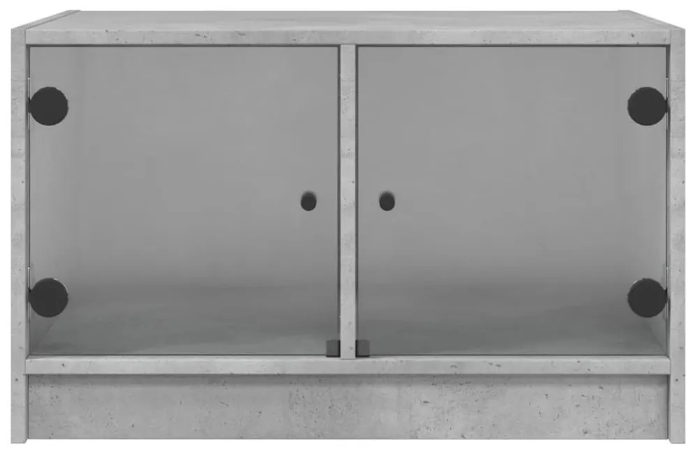 betonszürke dohányzóasztal üvegajtókkal 68x50x42 cm