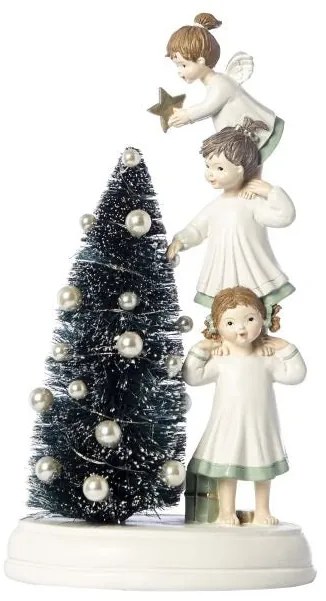 Karácsonyfa angyalokkal LED-es 30 cm