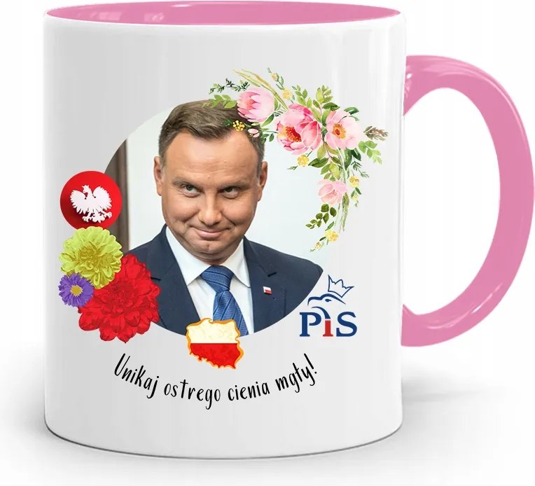 Andrzej Duda Pis Rózsaszín Elnöki Bögre fényképes nyomattal