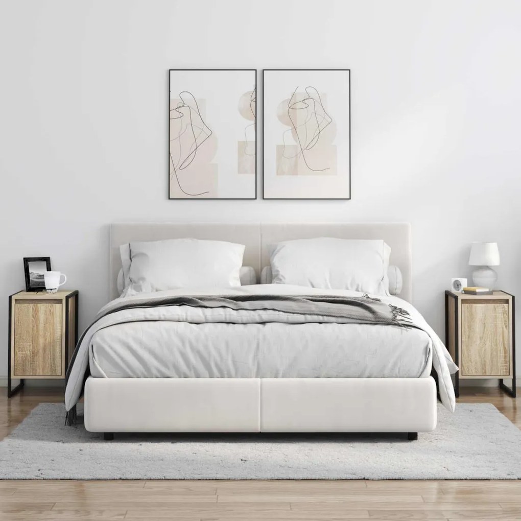 vidaXL Éjjeli asztal 2 pcs Sonoma 39,5 x 30 x 50 cm Faanyag