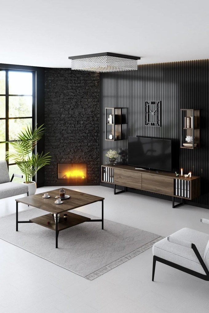Dohányzóasztal Black Line - Walnut, Black