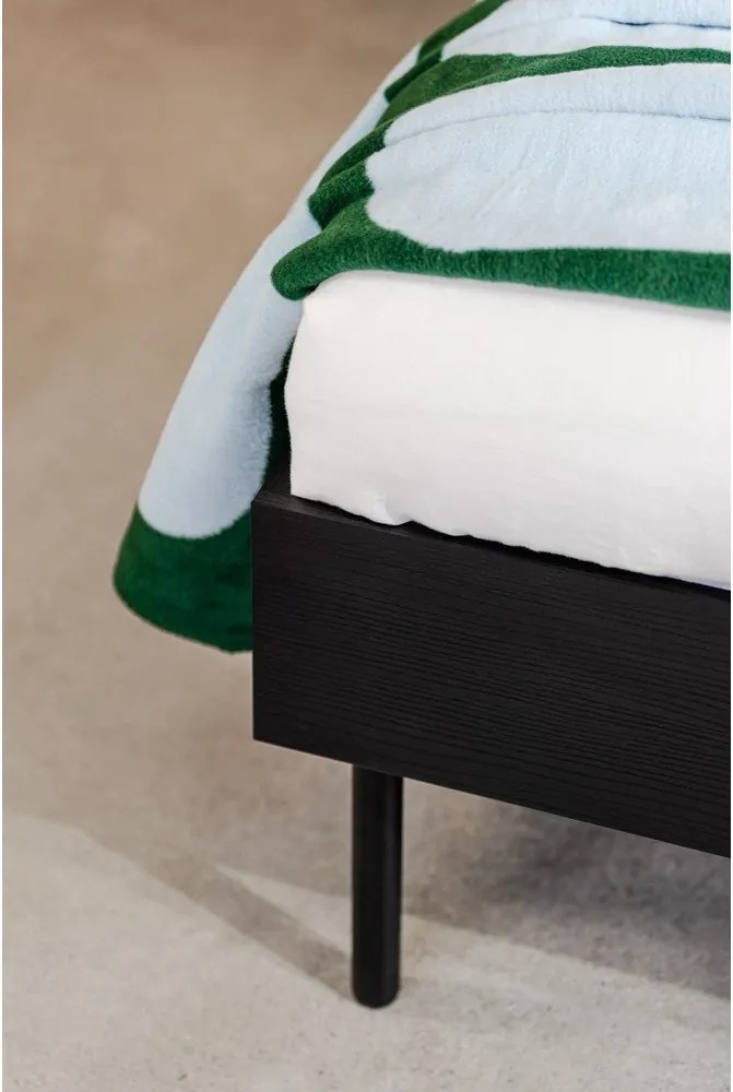 Fekete kárpitozott-forgácslemez franciaágy ágyráccsal 180x200 cm Streiko – noo.ma