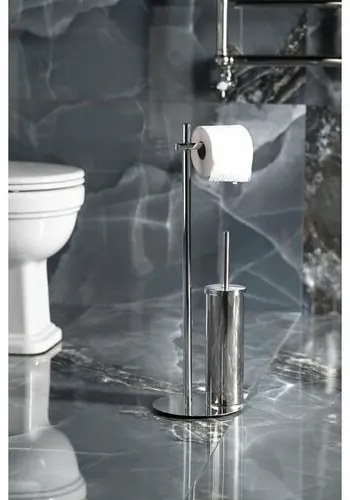 GEDY 143213 Circe állvány WC-papír tartóval ésWC-kefe tartóval, kerek, króm