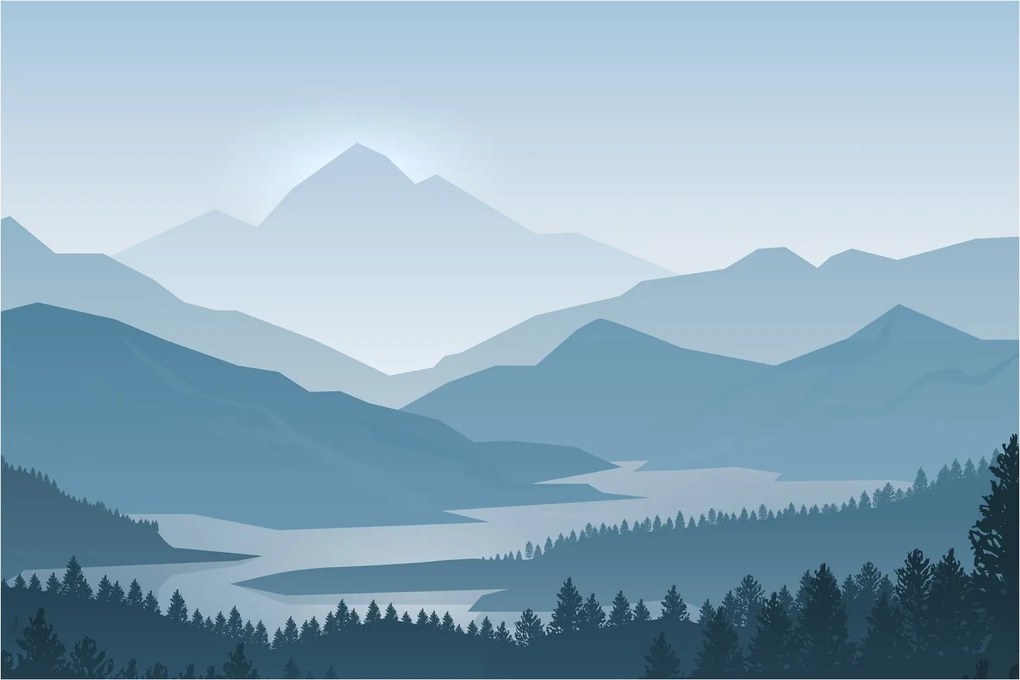 Kép - a hegyek grafikája (90x60 cm)