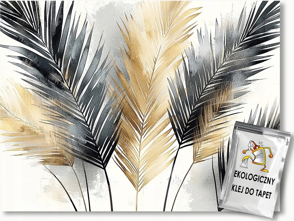 Fotótapéta Flizelina Pálmalevelek Arany Fekete Glamour 350x250 ragasztó