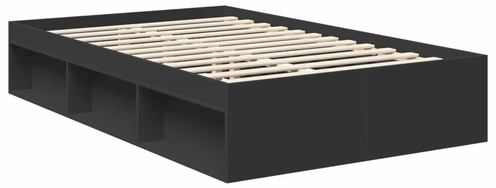 vidaXL Ágykeret fejtámlával Fekete 120 x 200 cm Tömör fenyőfa