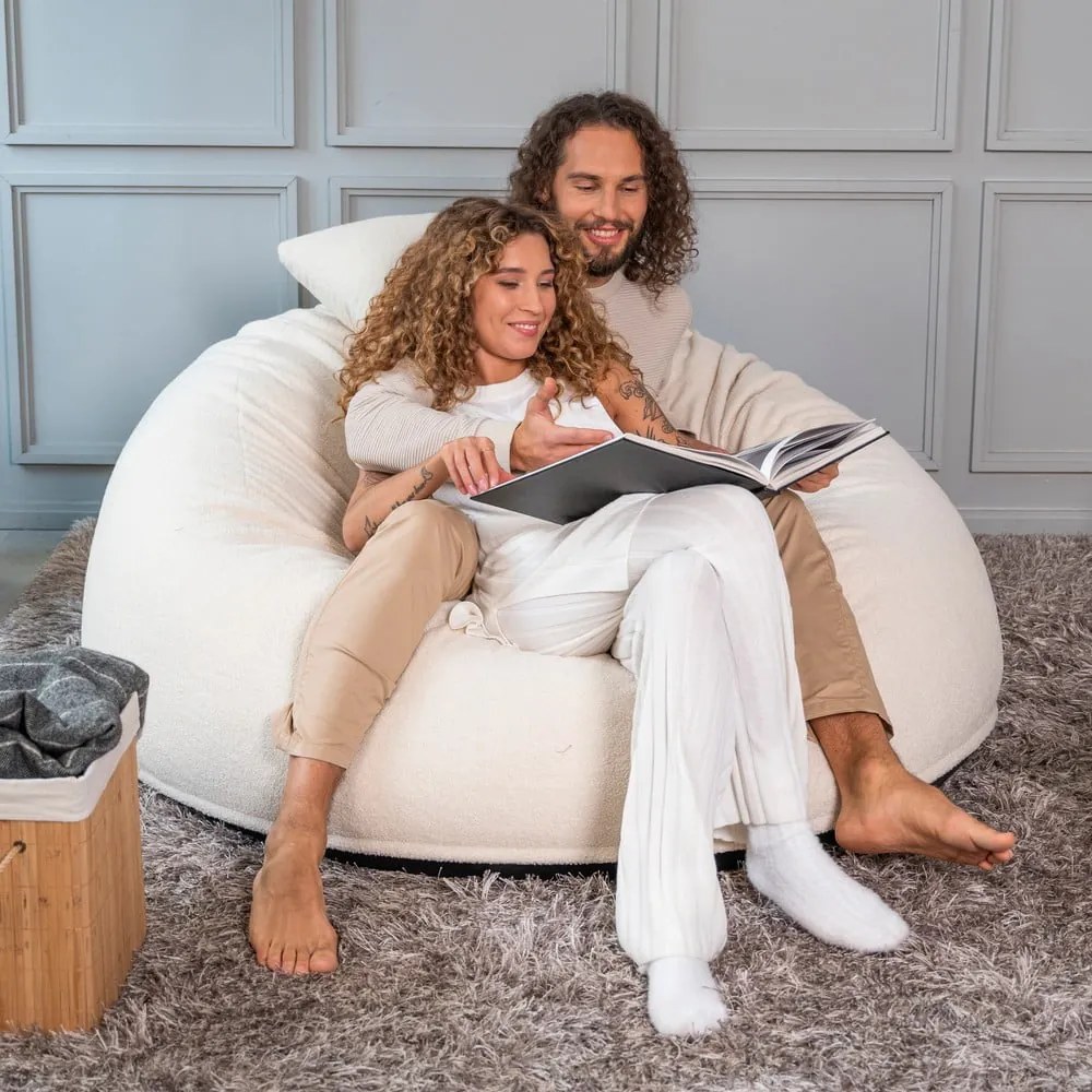 Krémszínű buklé babzsákfotel Om 135 – SLOWDOWN