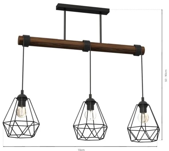 Felületre szerelhető csillár ACERO 3xE27/60W/230V