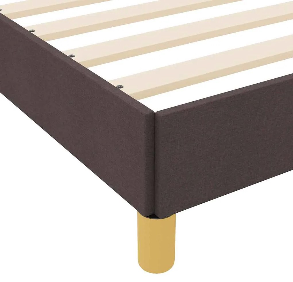 Boxrugós ágy Barna 200 x 200 cm Textil és mérnöki fa