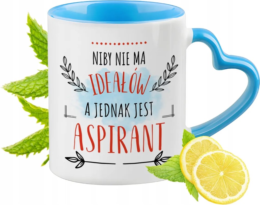 Aspiránsnak Kék Bögre Szív Alakú Füllel Ajándék