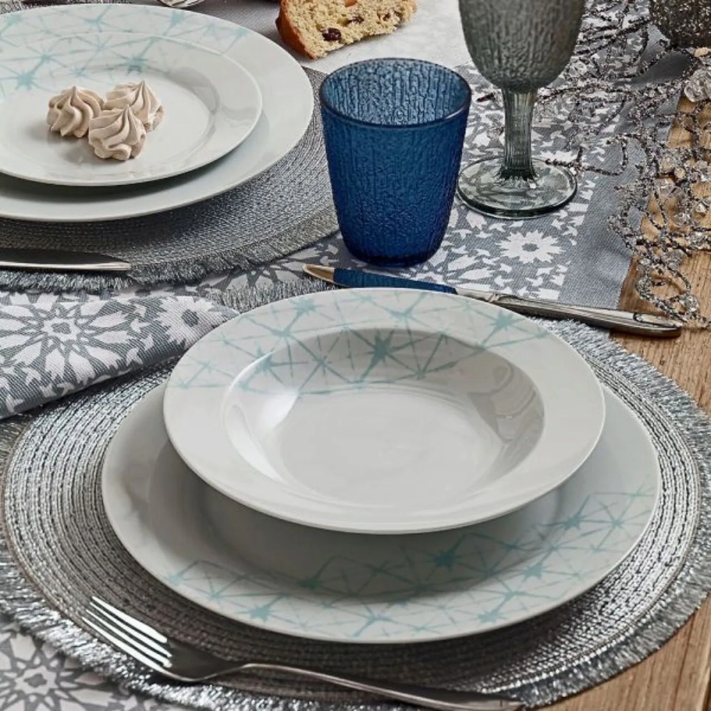 Tognana 18 darabos Étkészlet, Olimpia Web, porcelán, fehér/tengerkék