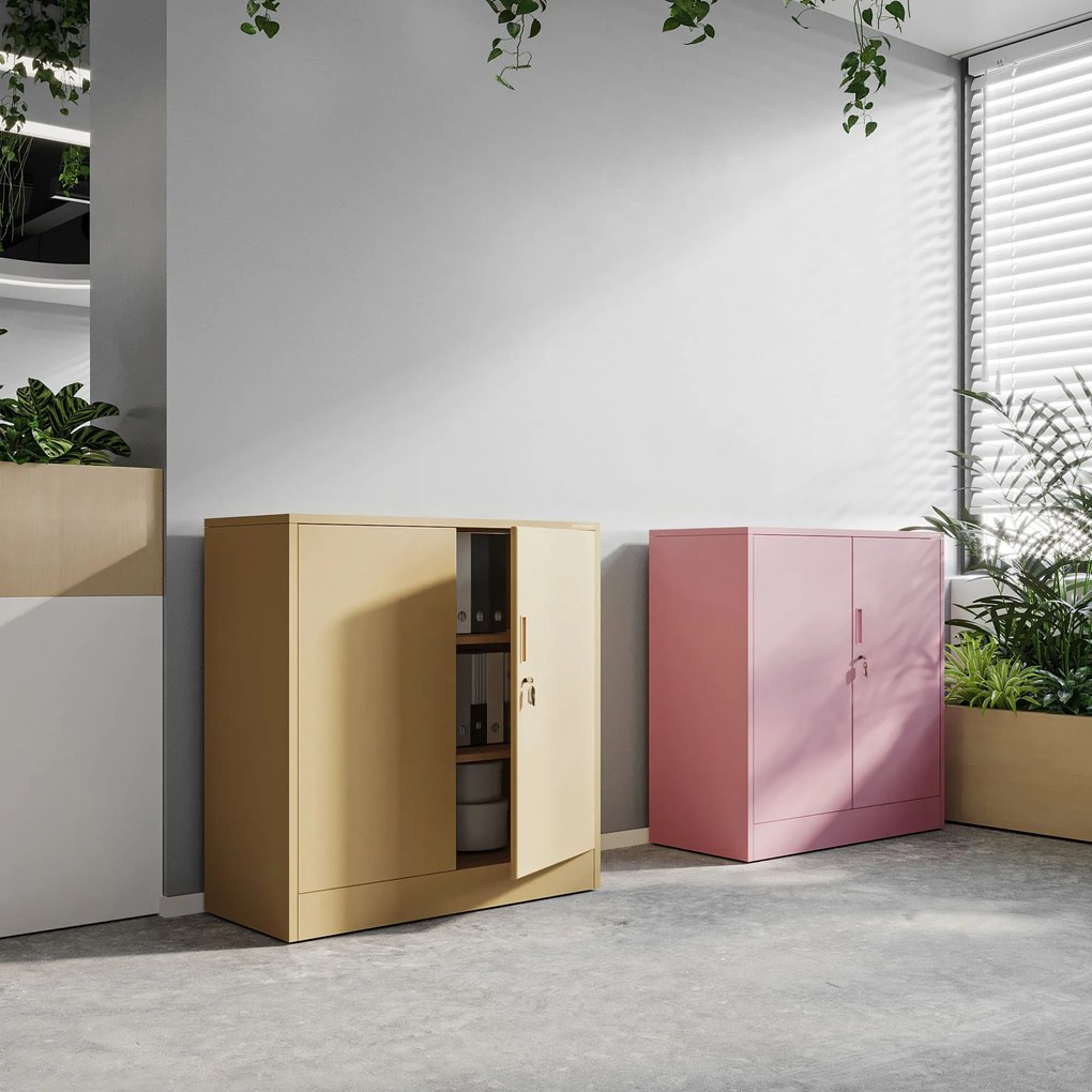 Alacsony fém irattartó szekrény BEATA, 900 x 930 x 400 mm, Fresh Style: bézs