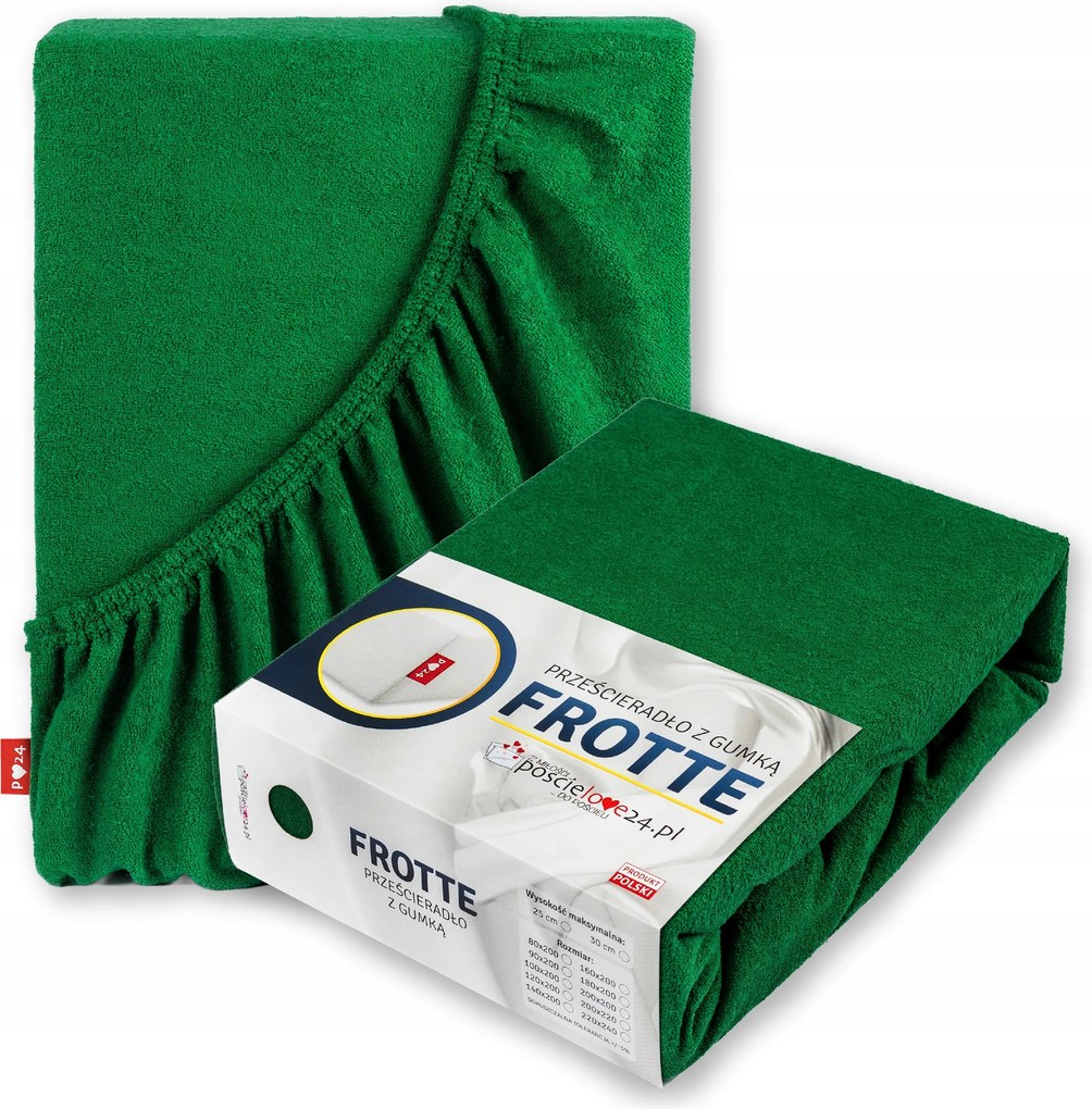 Frottír lepedő 140x200 gumis vastag pamut oldal 30 üvegzöld