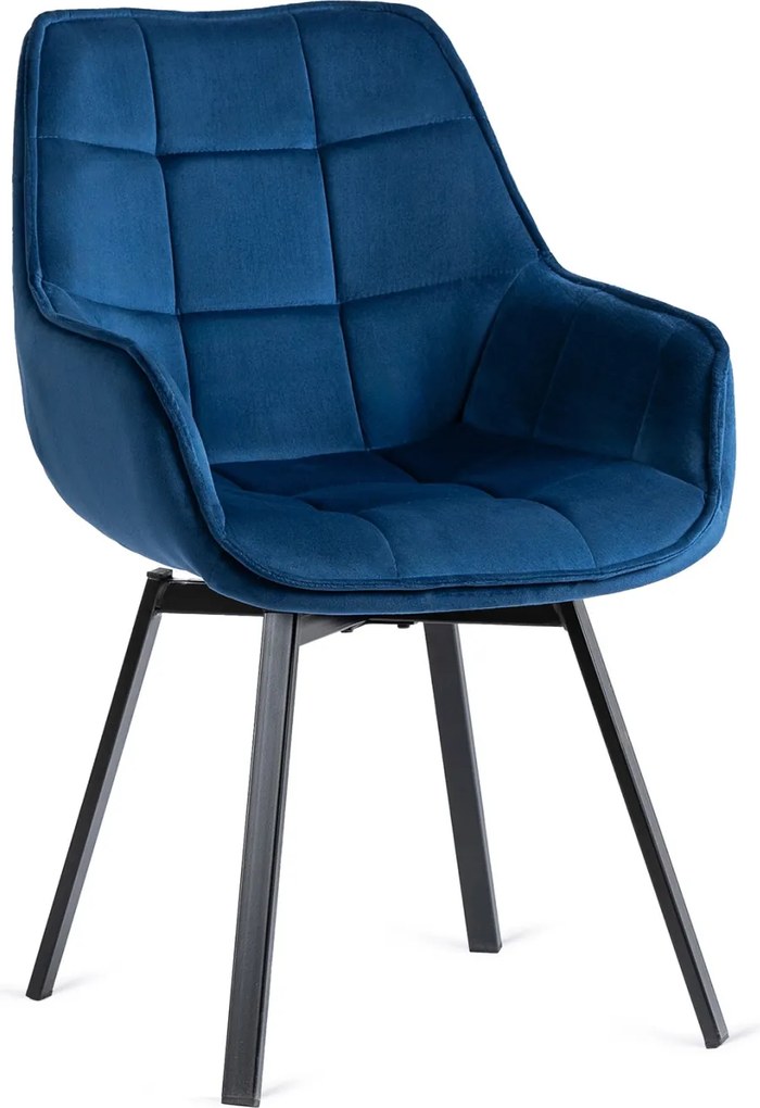 Forgó szék sötétkék színben, bársony kárpittal. LUNA