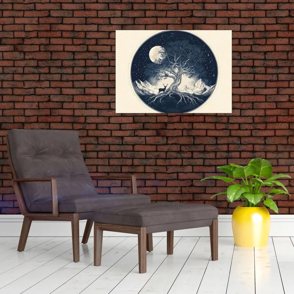 Kép – Mágikus fa szarvassal I. (70x50 cm)