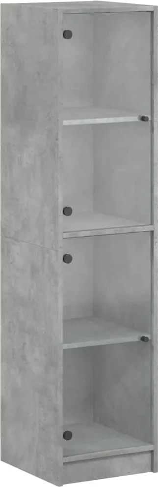 vidaXL betonszürke magasszekrény üvegajtókkal 35 x 37 x 142 cm