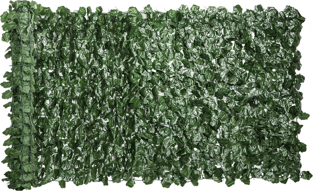 Outsunny Mesterséges Sövény Magánéletvédelmi Panel Dekorációs Tekercs 3L x 1H m Valósághű UV-álló Sötét Zöld | Aosom