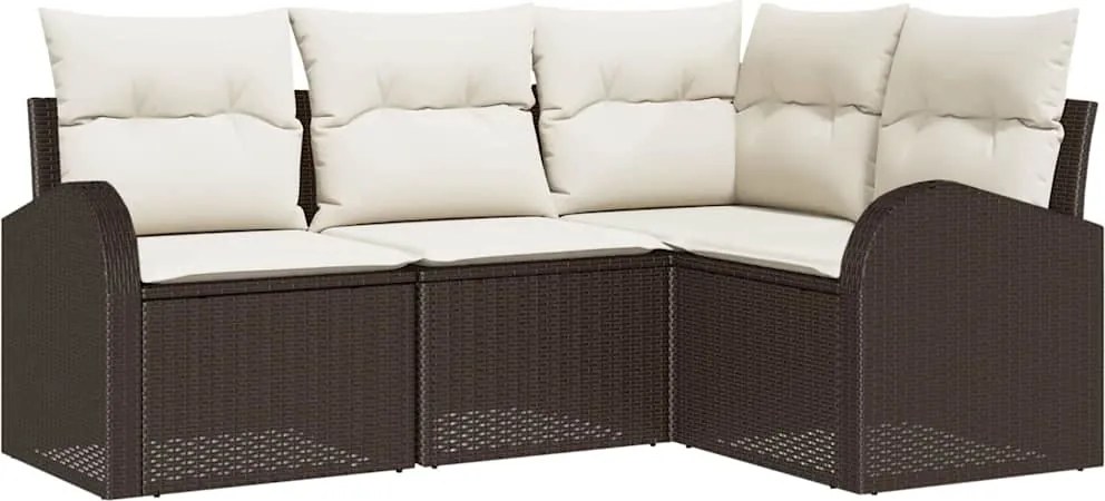 vidaXL Kerti Kanapé Szett párnával 4 pcs Barna és fehér polirattan