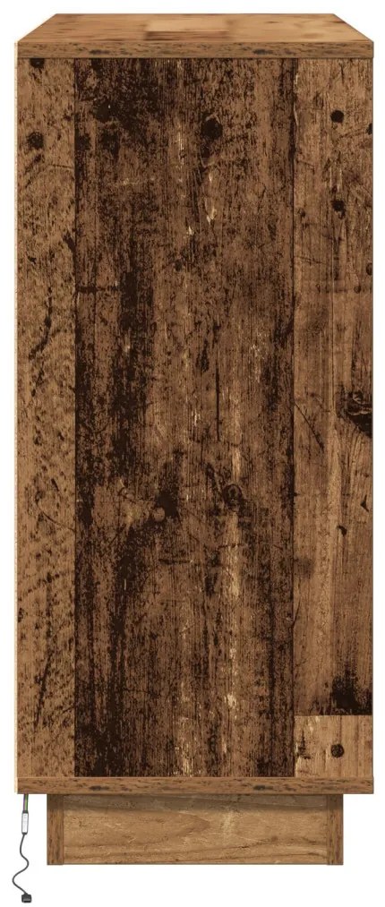 LED-es oldalszekrény Régi fa 90x32x75 cm Mérnök fa