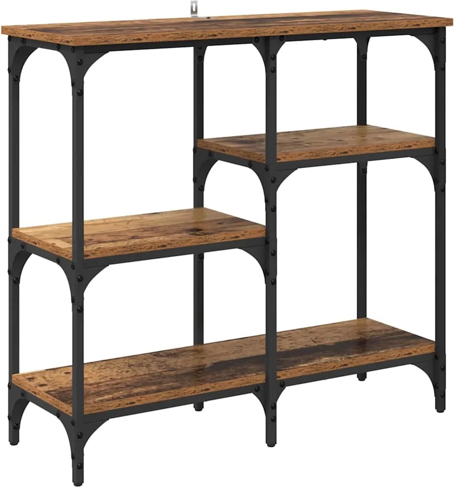 vidaXL Konzolasztal polcokkal Öreg fa 80 x 29 x 75 cm Faanyag