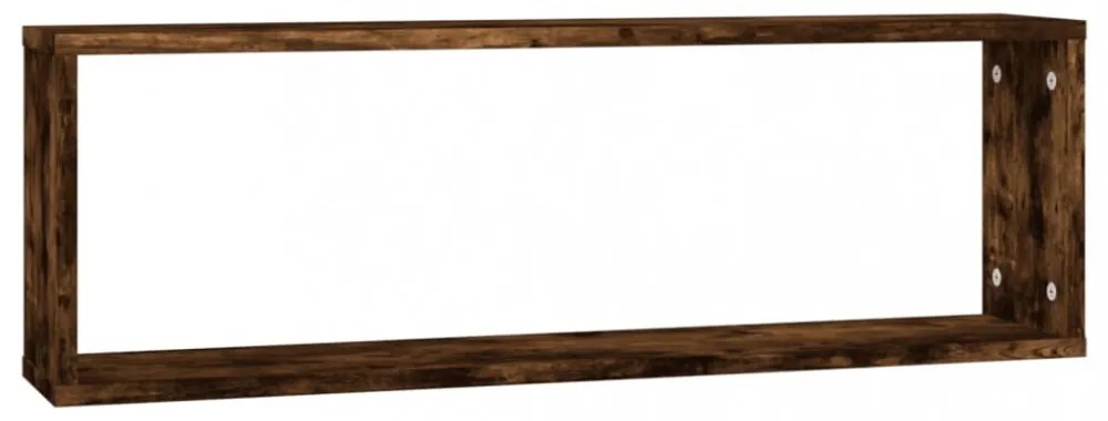 4 db füstös tölgy színű szerelt fa fali kockapolc 80x15x26,5 cm