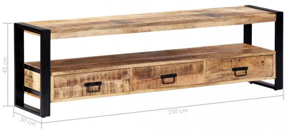 tömör mangófa TV-szekrény 150 x 30 x 45 cm