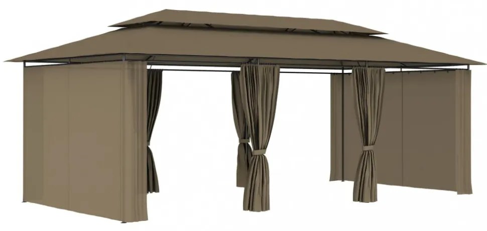 vidaXL tópszínű pavilon függönyökkel 600 x 298 x 270 cm 180 g/m²