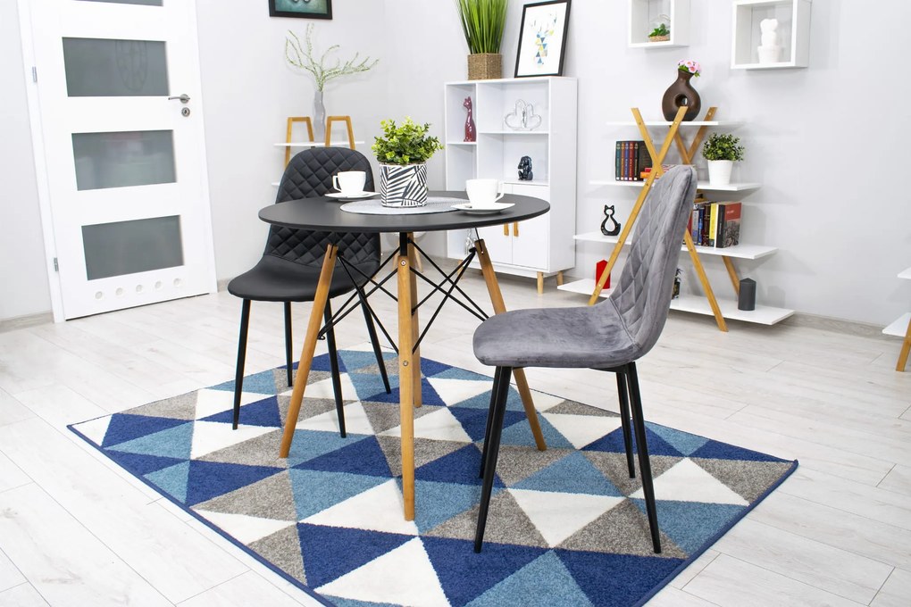 AKCIÓ Sötétszürke bársonyszék ASTI fekete lábakkal II. osztály