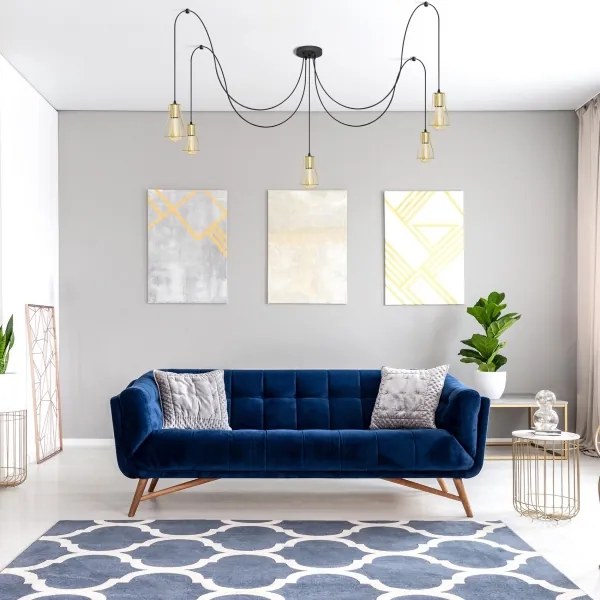 Csillár zsinóron TUBE LONG 5xE27/15W/230V fekete/arany