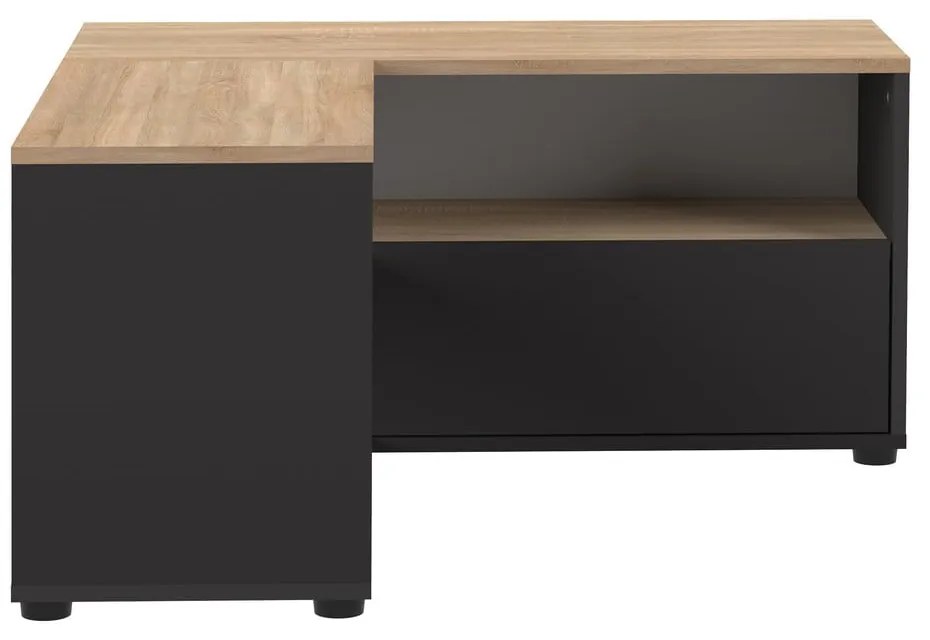 Fekete-natúr színű TV-állvány tölgyfa dekorral 90x45 cm Angle – TemaHome