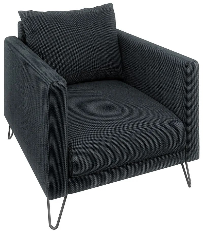 Sötétszürke zsenília fotel Freya – Ropez