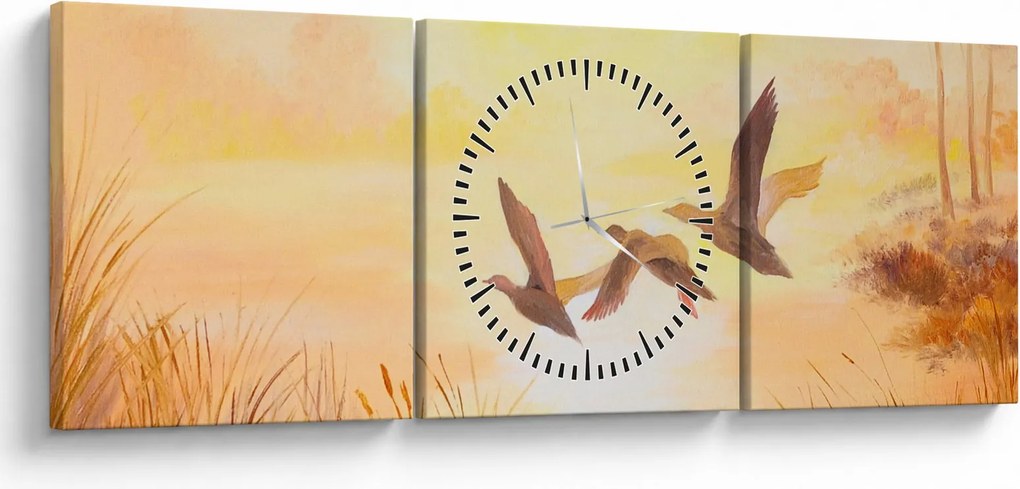 Kép - Daruk naplementekor (órával) (90x30 cm)