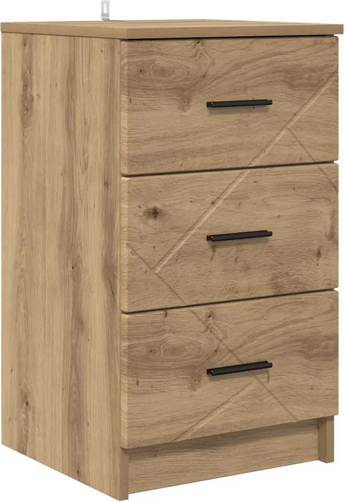 vidaXL Éjjeliszekrény fiókkal kézműves tölgy 38 x 38 x 66 cm Faanyag