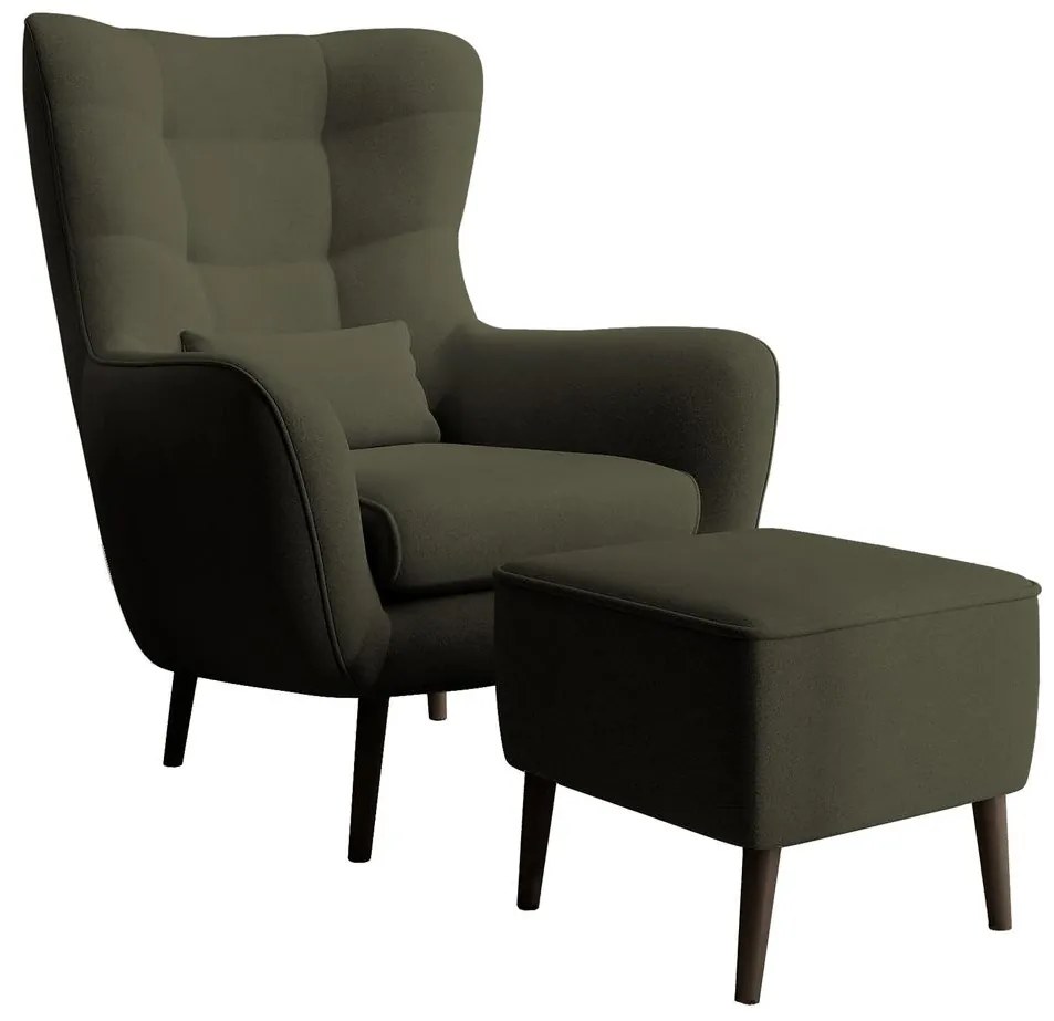 Fotel lábtartóval Veneza VZ1  (oliva + fekete). 1098945