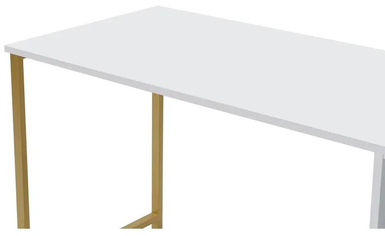 Íróasztal Twin Study Desk - Fehér, Arany