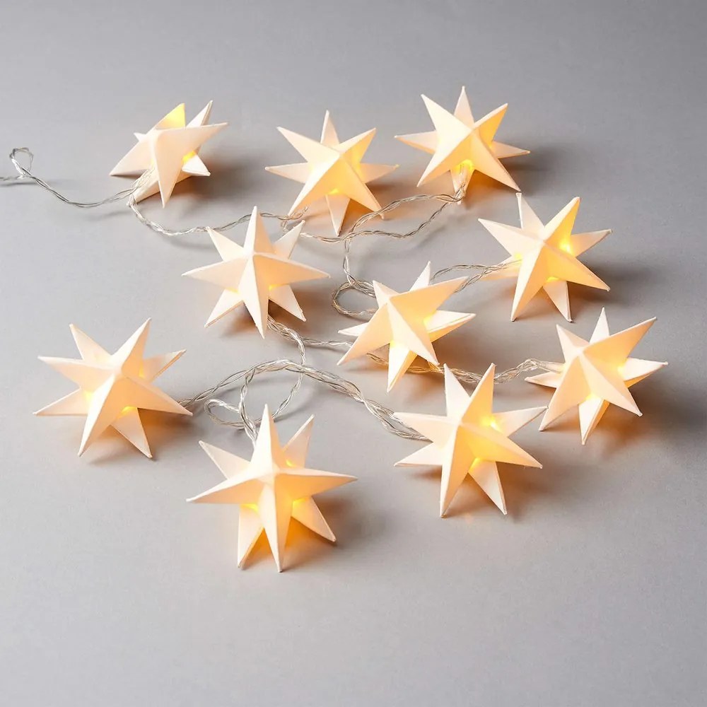 ORIGAMI égősor papír csillagokkal USB csatlakozóval, 10 égő