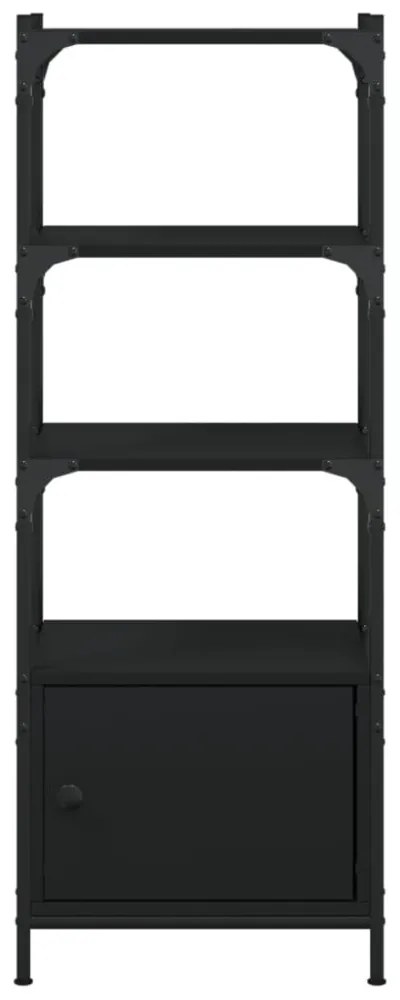 3 szintes fekete szerelt fa könyvespolc 41 x 30 x 109,5 cm