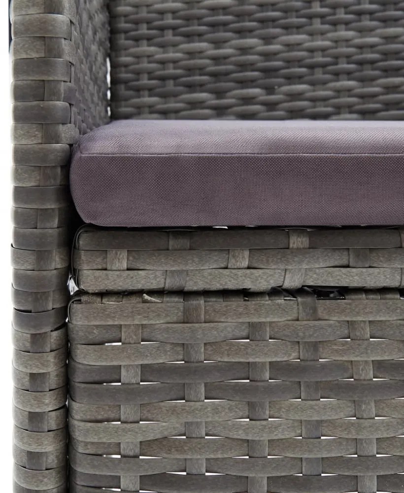 9 részes szürke polyrattan és akácfa kerti étkezőgarnitúra