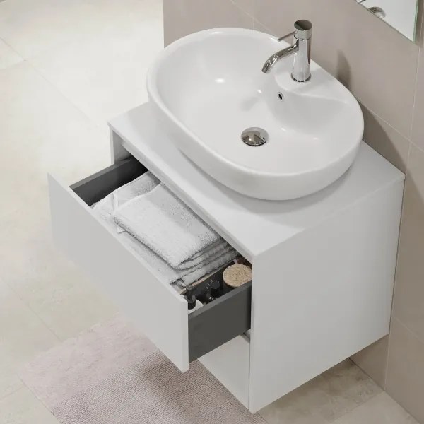 TRONDHEIM fürdőszobai szekrény mosdóhoz, 60 cm, fehér