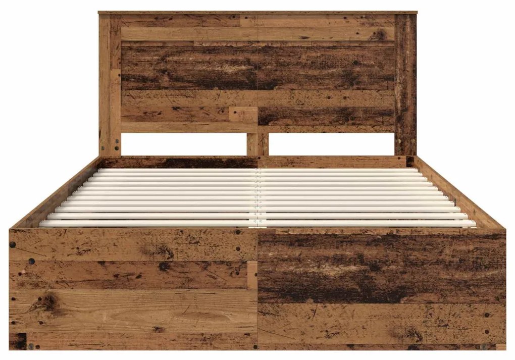 vidaXL Ágykeret fejtámlával Öreg fa 150 x 200 cm Tömör fenyőfa