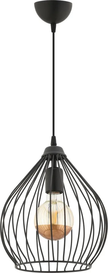 Pokles fém függőlámpa, fekete, 30 cm