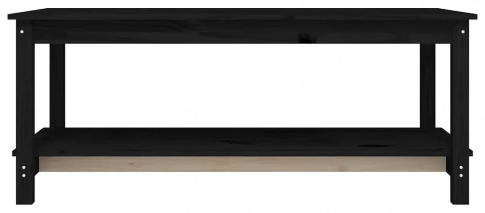 fekete tömör fenyőfa dohányzóasztal 110 x 55 x 45 cm