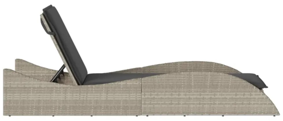 világosszürke polyrattan napozóágy párnával 60x205x73 cm