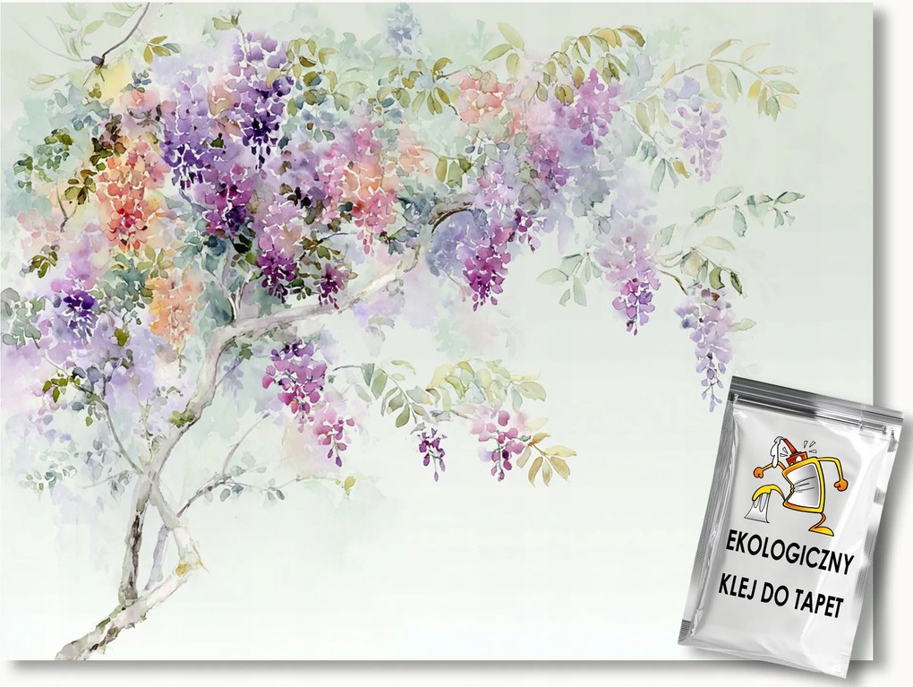 Fotótapéta Flizelina Akvarell Fa Bokor Wisteria Virágok 100x75 ragasztó