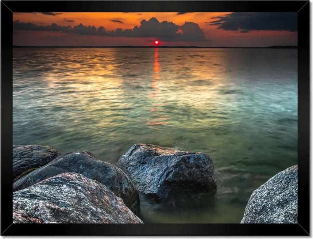 Poszterek keretben 40x30 Sziklák Tenger Nap