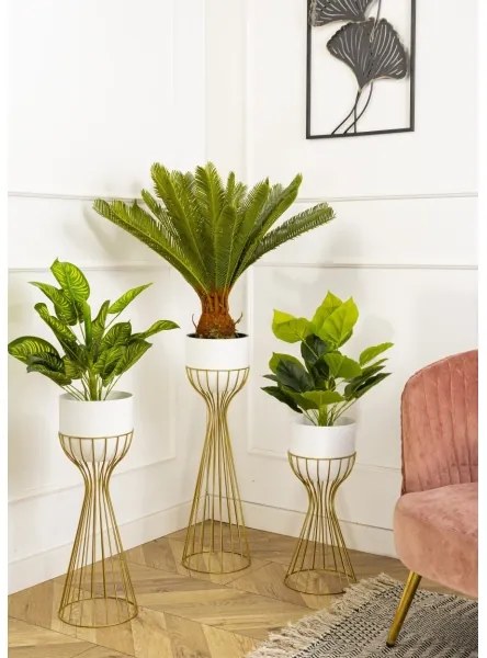 Fém virágcserép LOFT 56x20 cm arany/fehér